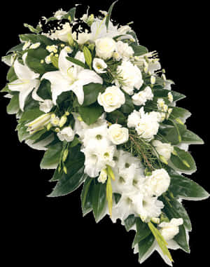 Elegant White Floral Arrangement PNG image with transparent background