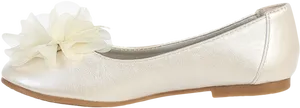Elegant White Floral Ballet Flat PNG Image