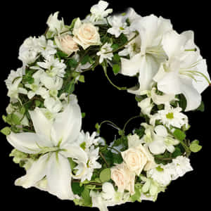 Elegant_ White_ Floral_ Wreath PNG image with transparent background
