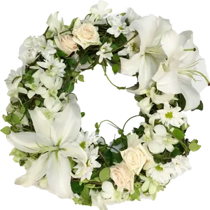 Elegant_ White_ Floral_ Wreath PNG Image