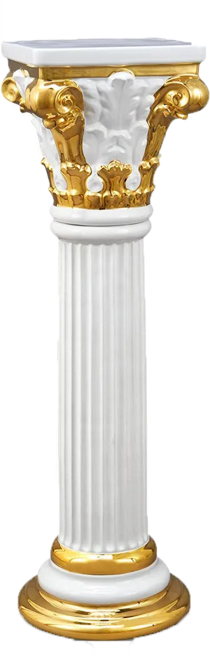 Elegant White Gold Column PNG Image