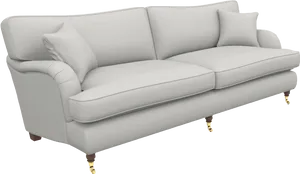Elegant White Leather Sofa PNG Image