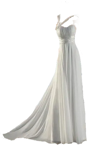 Elegant White One Shoulder Gown PNG Image