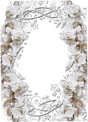 Elegant White Rose Frame PNG Image