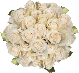 Elegant White Roses Bouquet PNG Image