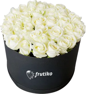 Elegant White Rosesin Black Box PNG Image