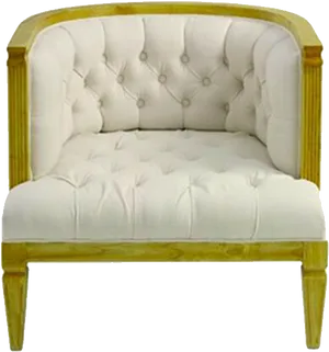 Elegant White Tufted Loveseat PNG Image