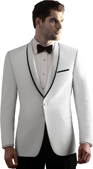 Elegant White Tuxedo Man PNG Image