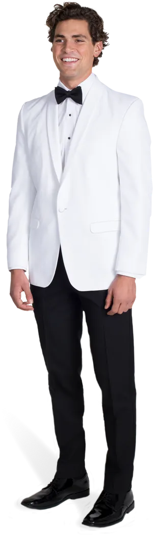 Elegant White Tuxedo Portrait PNG Image