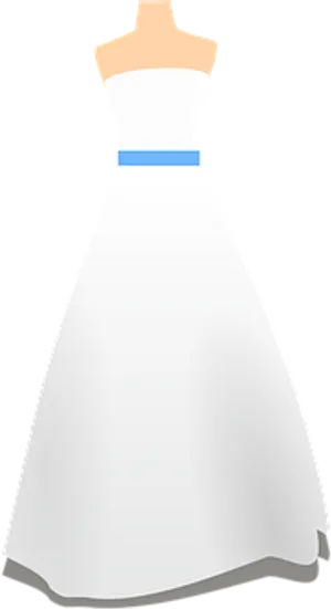 Elegant White Wedding Dress Clipart PNG Image