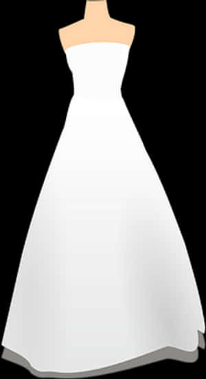 Elegant White Wedding Dress Graphic PNG image with transparent background