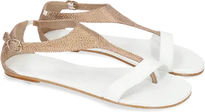 Elegant Whiteand Beige Sandals PNG Image