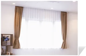 Elegant Window Curtains Interior PNG Image