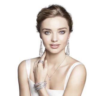 Elegant Woman Jewelry Portrait PNG Image