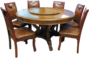 Elegant Wooden Dining Set.png PNG Image