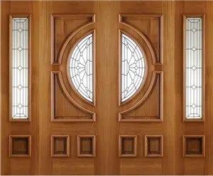 Elegant Wooden Double Door Design PNG Image