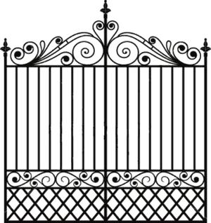 Elegant Wrought Iron Gate PNG Image