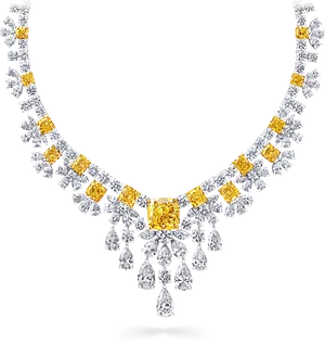 Elegant Yellow Diamond Necklace PNG Image