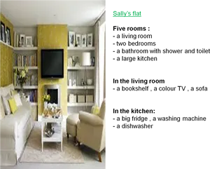 Elegant Yellow Living Room Interior PNG Image