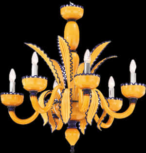 Elegant Yellow Murano Glass Chandelier PNG image with transparent background