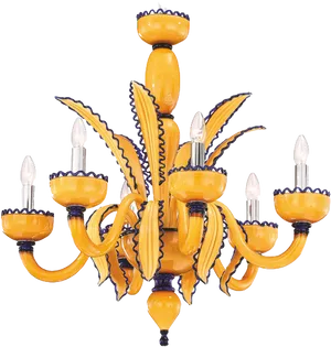 Elegant Yellow Murano Glass Chandelier PNG Image