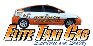 Elite Taxi Cab Advertisement PNG Image