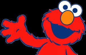 Elmo Cartoon Character Waving PNG image with transparent background