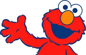 Elmo Cartoon Character Waving PNG Image