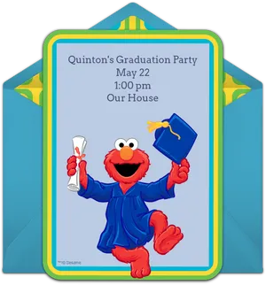 Elmo Graduation Party Invitation PNG Image