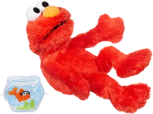 Elmo Plush Toy With Fish Bowl PNG Image