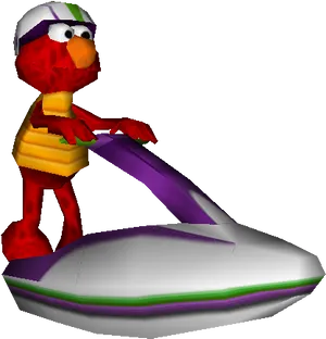 Elmo Riding Hovercraft3 D Render PNG Image