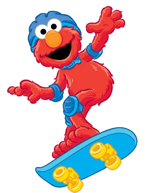 Elmo Skateboarding Fun PNG Image