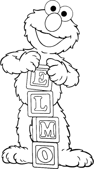 Elmo With Blocks Line Art PNG Image