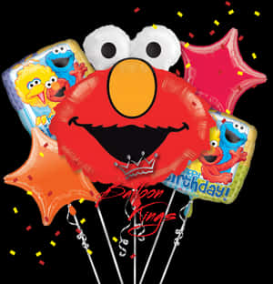 Elmoand Friends Birthday Balloons PNG image with transparent background
