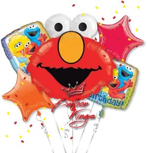 Elmoand Friends Birthday Balloons PNG Image