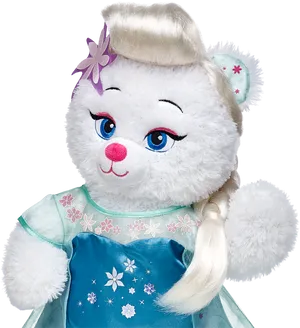 Elsa Inspired Teddy Bear Plush PNG Image