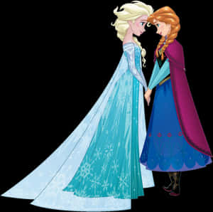 Elsaand Anna Frozen Sisters PNG image with transparent background