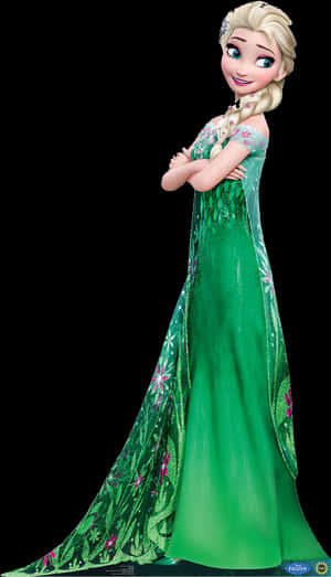 Elsain Green Gown PNG image with transparent background