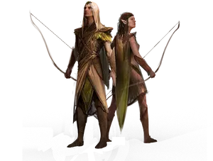 Elven Archers Fantasy Artwork PNG Image