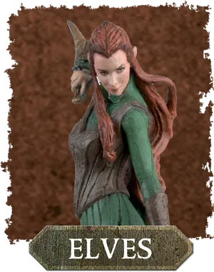 Elven Warrior Fantasy Figurine PNG Image