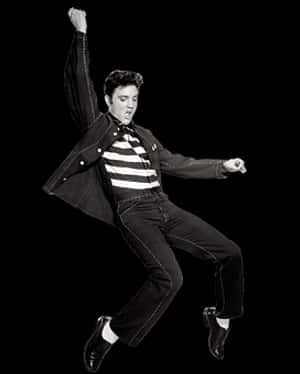 Elvis Presley Dancing Blackand White PNG image with transparent background