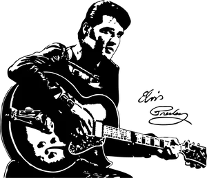 Elvis Presley Guitar Silhouette PNG Image