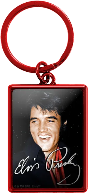 Elvis Presley Keychain Red Background PNG Image