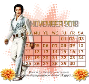 Elvis Presley November2018 Calendar PNG Image