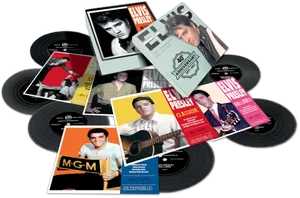 Elvis Presley Vinyl Record Collection PNG Image