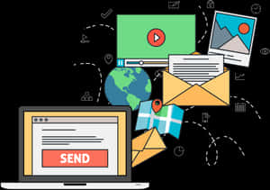 Email Communication Concept Illustration PNG with transparent background