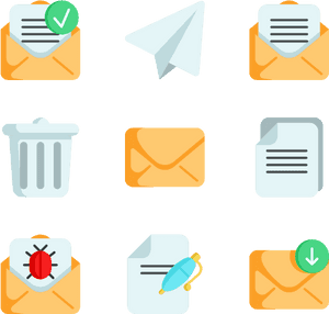 Email Communication Icons Set PNG