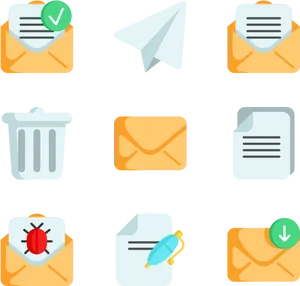 Email Communication Icons Set PNG Image