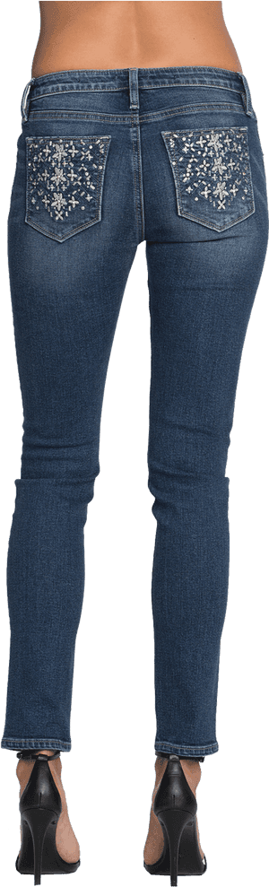 Miss Me Women's Flower Pocket Skinny Jean - Grace Skinny Jeans Dark Indigo Blue, HD Png Download PNG