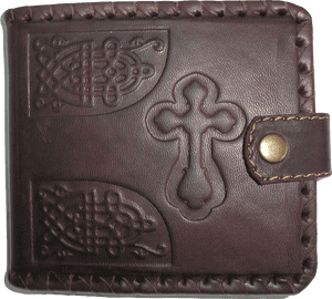 Embossed Leather Walletwith Cross Design PNG image with transparent background